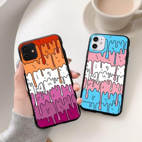 For Samsung Galaxy A20E A21S A12 A32 A52 A72 A51 A71 A50 A70 S10 S21 Ultra S20 FE S9 Plus Pastel Kawaii Melting Trans Pride Case