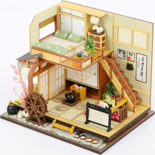 DIY Wooden Dollhouse Japanese Architecture 3D Doll Houses Miniature With Furniture Kit Creative Toys For Kids Christmas Gift