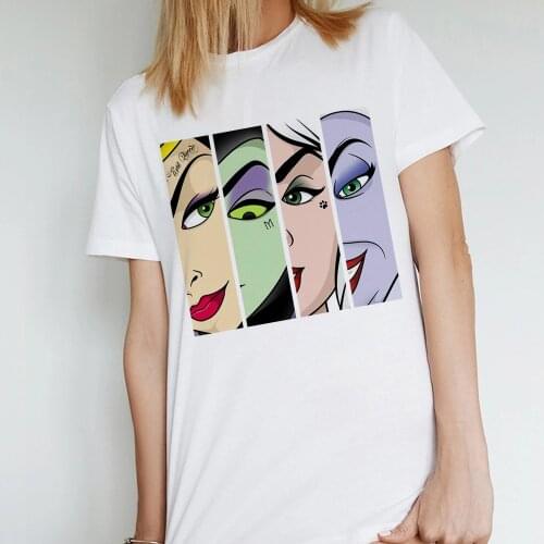 Disney Classy Villains Graphic T-Shirt Fashion Lady Top Summer Short Sleeve T Shirt Women Harajuku Female Tee Dropship
