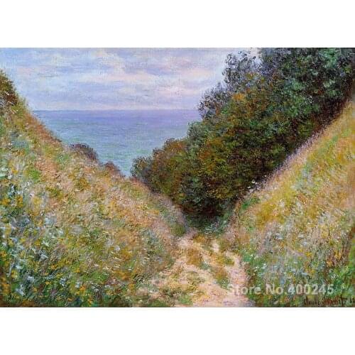 Art oil Painting for Living room The Path at La Cavee Pourville by Claude Monet Hand painted High quality