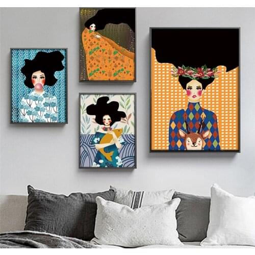 Girls Poster Bedroom Decor Flower Girl Canvas Paintings Print Wall Art Gifts Living Room Home Decor Nordic Pictures