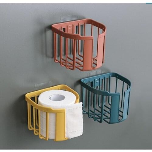 Non-punching Round Hollowed-out Paper Towel Box Wall-mounted Toilet Paper Towel Rack Toilet Paper Rack Litter Finishing Rack