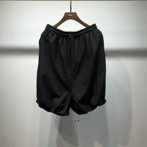 Street Yamamoto summer trendy mens baggy pants with drawstring at the bottom of pants