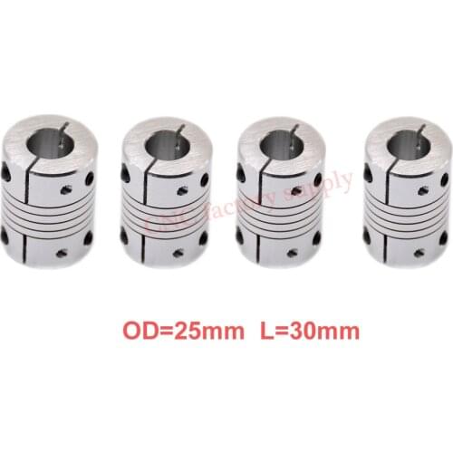 Hot4pcs/lot D25L30 CNC Motor Jaw Shaft Coupler clamp Flexible Coupling OD 25x30mm wholesale Dropshipping 5mm6mm6.35mm8mm10mm12mm