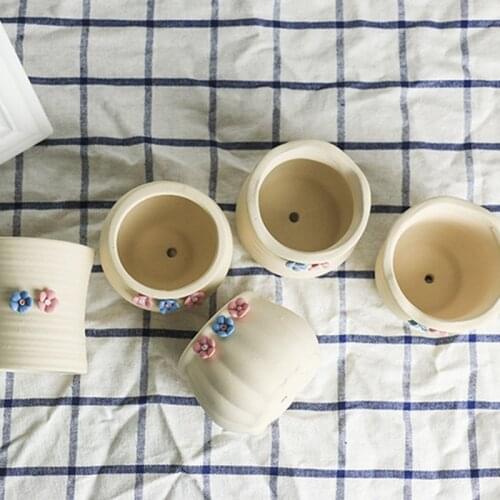 Cute Ceramic Planter Flowerpot Flower Succulent Nursery Pots With Hole Home Garden Offices Decoration Bonsai Pots Home Decor