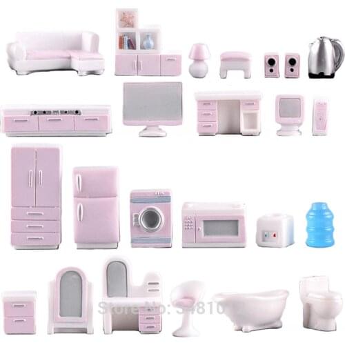 Miniature Dollhouse Furniture Set for Dolls House Mini Toy Kit Accessories TV Kitchen Home Fridge Kids Pretend Play Diy Figurine