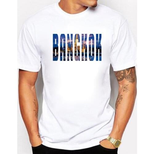 BLWHSA Fashion Tourist city Bangkok Printed Men T shirt Short Sleeve Casual t-shirt Hipster Attractions Pattern Cool Top&tee