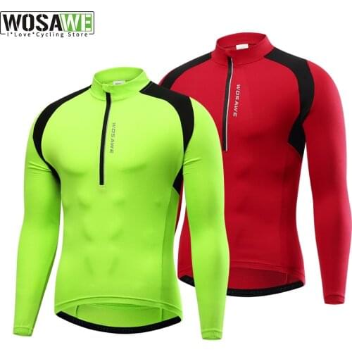 WOSAWE Mens Cycling Jersey Long Sleeve MTB Maillot Bike Shirt Downhill Jersey Pro Team Mountain Bicycle Clothing Breathable