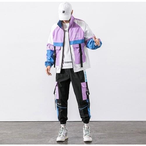 Mens Tracksuit Fall/winter Man Two-piece Set Sweat Suit Polyester Overalls Korean Tooling Suits Plus Size Hoodies/harlan Pants