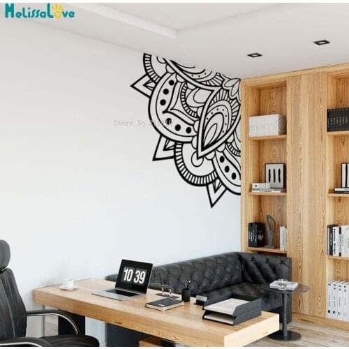Quarter Mandala Flower Wall Sticker Home Office Decor Coffee Store Living Room Corner Murals Stencil Gift Removable YT5337C