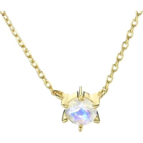 New Trendy joker silver necklace six claw opal stone female with Extension Chain choker necklace statement Jewelry Accessories