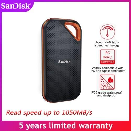 SanDisk Mobile SSD 500GB 1TB Extreme PRO Portable External SSD Up to 1050MB/s IP55 USB-C USB 3.1 for Laptop camera or server