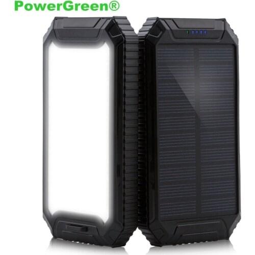 PowerGreen External Battery Charger Carabiner Design 10000mAh 5V 2A Solar Power Backup Kit with LED Light for Huawei Phone