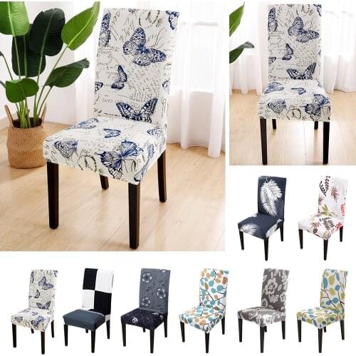 Print Dining Chair Cover Big Elastic Seat Chair Covers Stretch High Back Slipcovers For Banquet Wedding Party Decor 1/2/4/6pcs