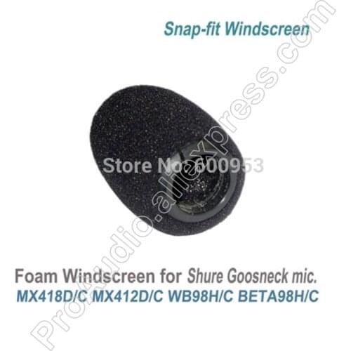 Pro Snap-Fit Foam Windscreens for Shure MX412 MX418 WB98 BETA98 WB98 Instrument Gooseneck Microphone