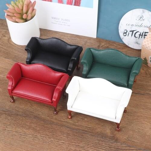 Multi Color!1PCS/ 1:12 Dollhouse Miniature Living Room Furniture Leather Double Sofa, Brand New And High Quality