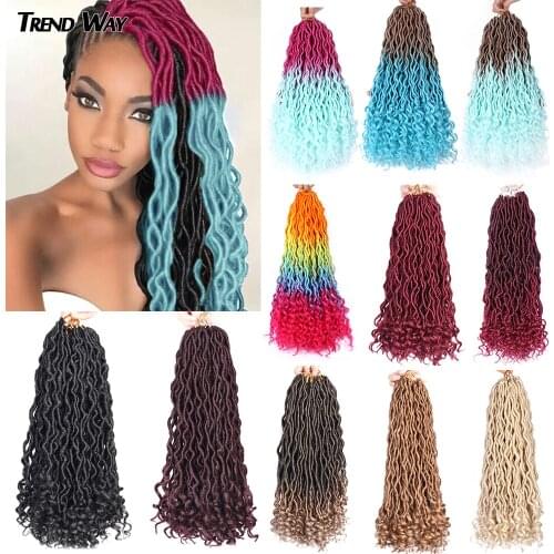 Trend Way 20Inch Faux Locs Crochet Hair Long Synthetic Curly Dreadlocks Hair For Women Ombre Wave Braiding Hair ExtensionsHair