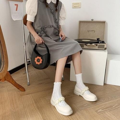 Shoes Woman Flats All-Match Modis Casual Female Sneakers Oxfords Round Toe Autumn British Style Low Heels Dress 2021 Leather New