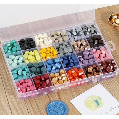 Retro Sealing Wax Beads Plant Wax Seal Wax Box Set 24 Color Sea Bead Wax Seal For Wedding Wax Seal Tools For Making Wax Seal Y15