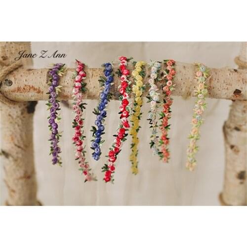 Embroidery small flowers hair band headdress head flower baby 100 days 1 year newborn photography props baby photo