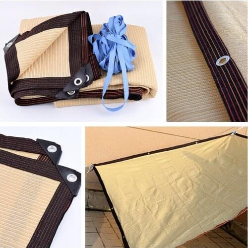 Beige HDPE Anti-UV Sun Shading Net Garden Succulent Plant Sunshade Net Home Outdoor Awning Swimming Pool Cover Shade Sail Cloth