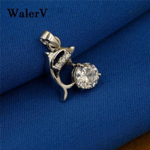 WALERV Hot Sale Jumping Dolphins Rhinestone Creative Pendant Love Souvenir Without Chain Fine Jewelry For Women Making