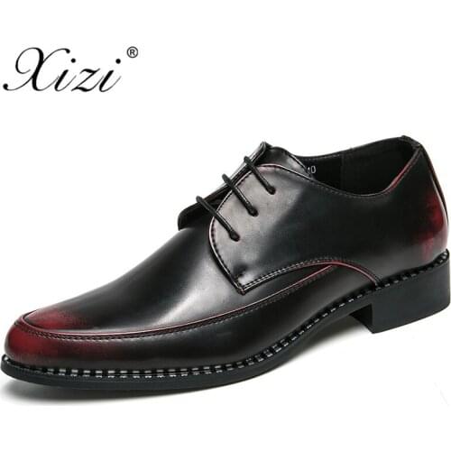 XIZI Men PU leather brand shoes commercial real leather male shoes fashion wedding shoes breathable pointed casual shoes flats