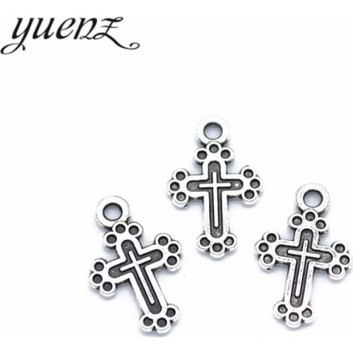 YuenZ 30 pcs Antique Silver Color Cross Charms Pendant Necklace Charm Jewelry Making 19*12mm T86