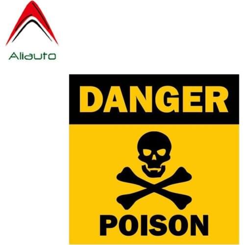 Aliauto Warning Funny Car Sticker Skull Poison Danger Waterproof Sunscreen Anti-UV Cover Scratch Decal PVC,12cm*12cm