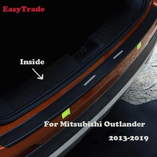 Car Rear Door Sill Plate Protector Scuff Trunk guard plate sticker For Mitsubishi Outlander 2013-2019 Car interior Accessories