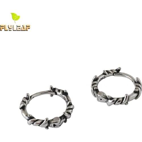 925 Sterling Silver Retro Twist Hoop Earrings For Women Vintage Style Girl Student Fine Jewelry Flyleaf