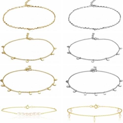 AIDE 2021 Tobillera 925 Sterling Silver Summer Beach Foot Jewelry Bracelet Lge Chain Women Female Star Ankle Bracelets Wholesale