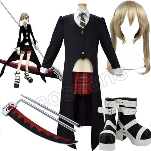 Soul Eater Maka Albarn Cosplay Costume for Women Girl Skirt Set Trench Uniform Halloween Carnival Party Costume Maka Albarn Wig