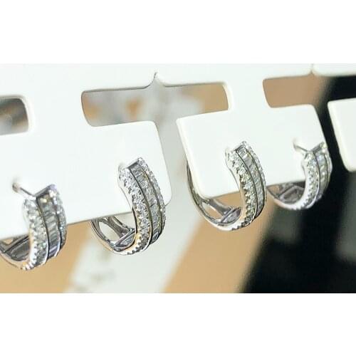 ZZJ527 Solid 18K Gold Nature 0.416ct White Diamonds Studs Earrings for Women Fine Jewelry Birthday Presents