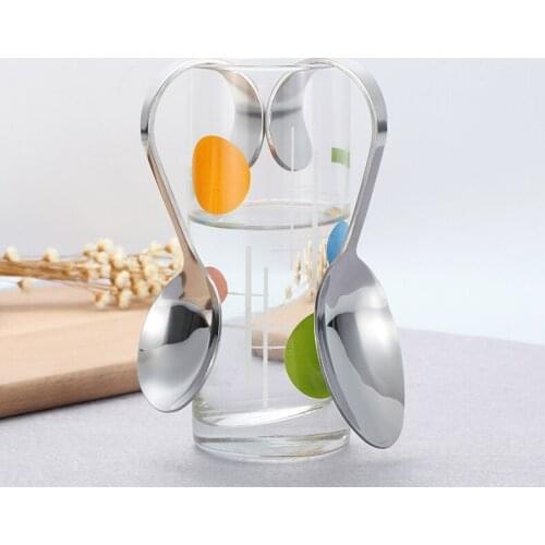 1PC 304 Stainless Steel Spoon With Bending Handle Hook Dinner Soup Coffee Dessert Bending Spoon Hook Tea Spoons PK 011