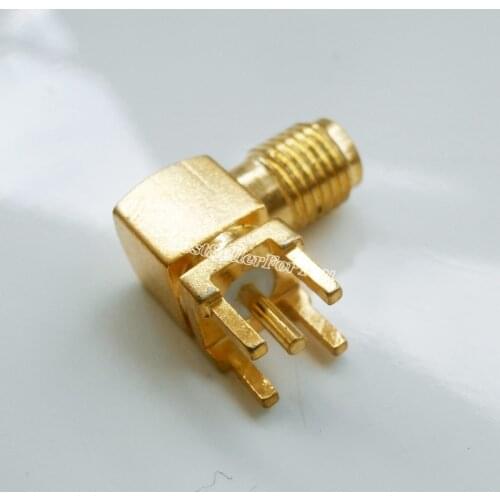 1Pcs RP-SMA female jack plug center right angle solder PCB mount RF connector adapter