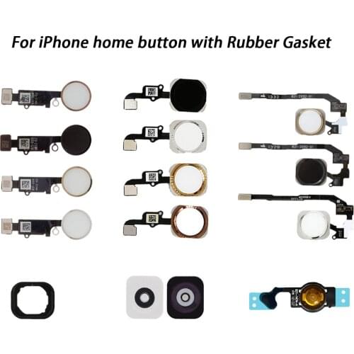 1Pcs For iPhone 5 5c 5s 6 6p 6s 6sp 7 7 Plus Replacement Home button key with flex cable and Rubber Gasket