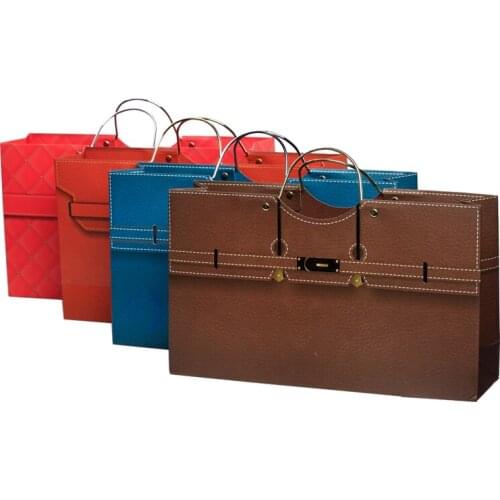 100PCS/LOT Metal Handle Paper Red Wine Bag Gift Bag Double Bottle Put