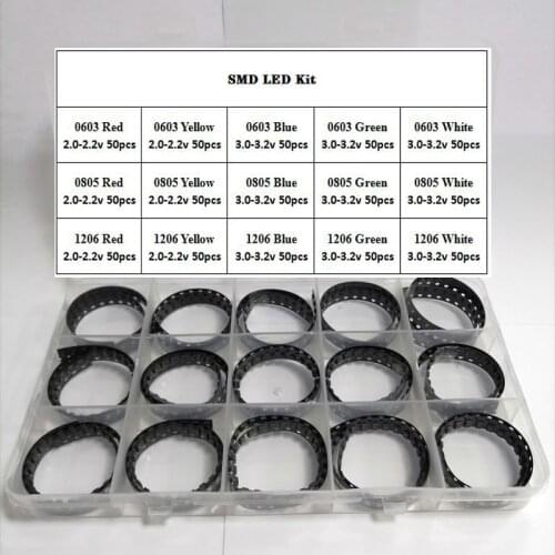 5 Colors x20Pcs =100Pcs SMD 0603 Led Kit Red/Green/Blue/Yellow/White Light Diode