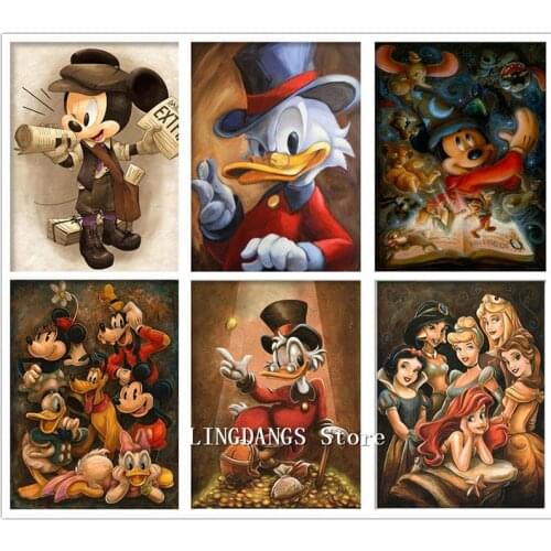 5D DIY Diamond Painting Disney Vintage Cartoon Princess Fairy Mickey Mini Diamond Mosaic Embroidery Cross Stitch Home Decor Gift