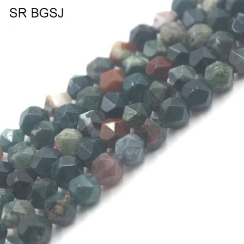 Free Shipping 8mm Faceted Round Polygonal Green Indian Agat Onyx Natural Stone Spacer Handcraft Beads Strand 15"