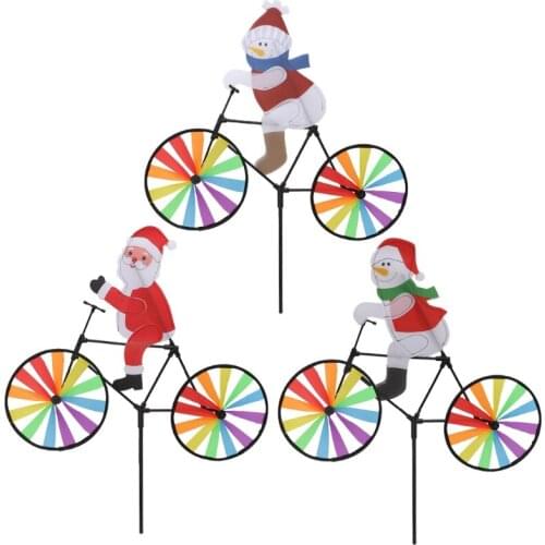 3D Large Santa Claus On Bike Windmill Wind Spinner Whirligig Yard Garden Decor
