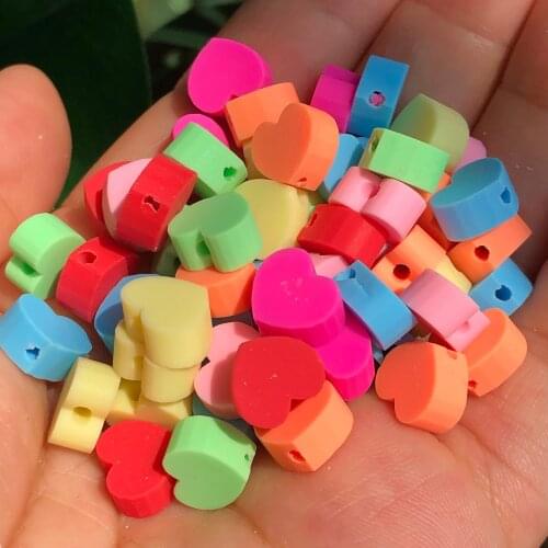 Love Heart Shape Polymer Clay Beads Spacer Loose Beads for Jewelry Making DIY Handmade Children Bracelet Necklace Accessories