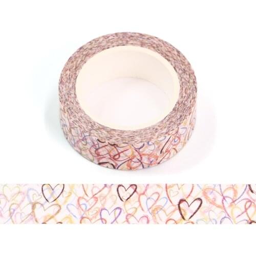 1PC 15MM*10M Happy Valentines Day Colorful heart Decorative Washi Tape DIY Scrapbooking Masking Tape School Office Supply