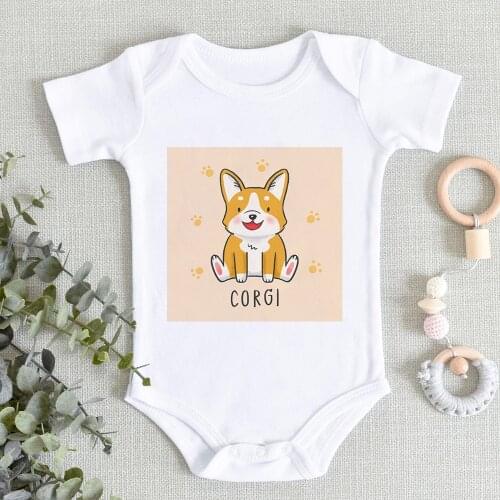 Animal Style Infant Rompers Baby Boys Cute Dog Corgi Print Clothes Newborn Girls Bodysuits Kids Summer Cotton Jumpsuit Outfits