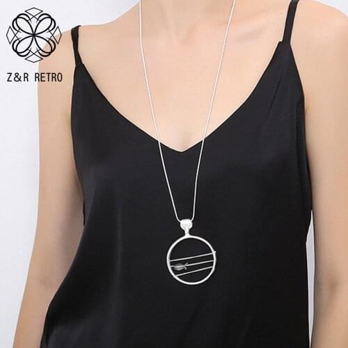 Silver Color Long Necklace Jewellery for Women Chokers Suspension Trendy Jewelry Pendant Chain Chokers Decoration Wholesale 2021