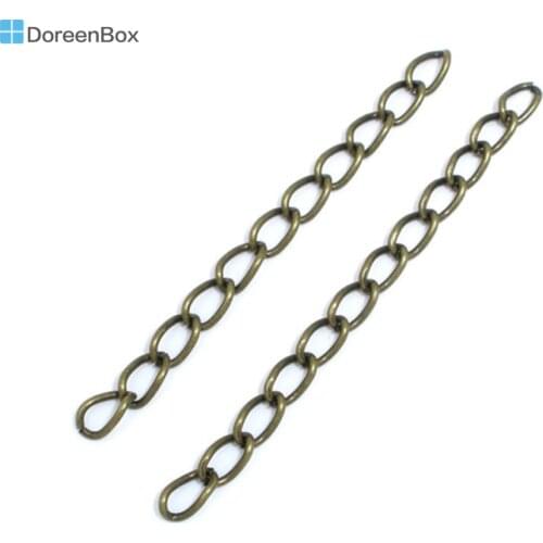 Doreen Box Lovely 100 Bronze Color Extension Chains/Tail Extender 50x3mm (B06363)