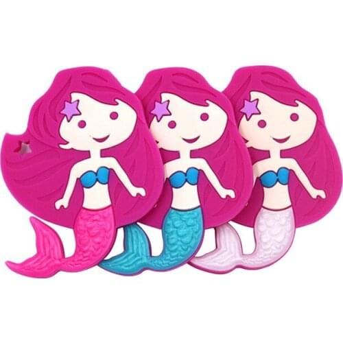 Teething Rodent Silicone Baby Teethers Soft Texture Teething Toys Baby Teething Pendant Carton Mermaid Teether