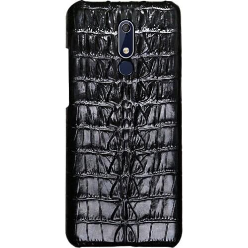 Tailbone crocodile pattern high-grade Nokia 5 leather half-pack mobile phone case back bone cowhide suitable for Nokia 7plus