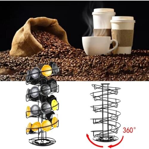 Coffee Pod Carousel Spins 360 Degrees Coffee Pods Storage Shelves 30 Pod Organizer Compatible with Gusto